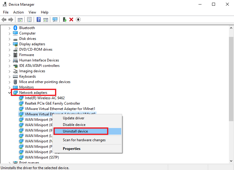deleting network adapters